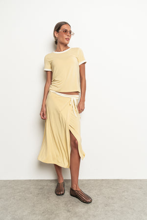 Belle Contrast Wrap Midi Skirt