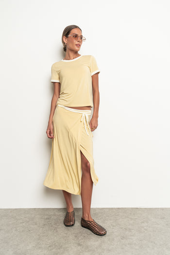 Belle Contrast Wrap Midi Skirt