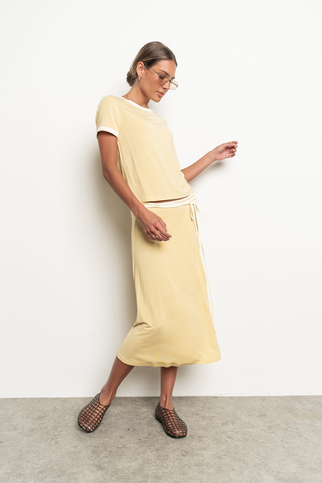 Belle Contrast Wrap Midi Skirt