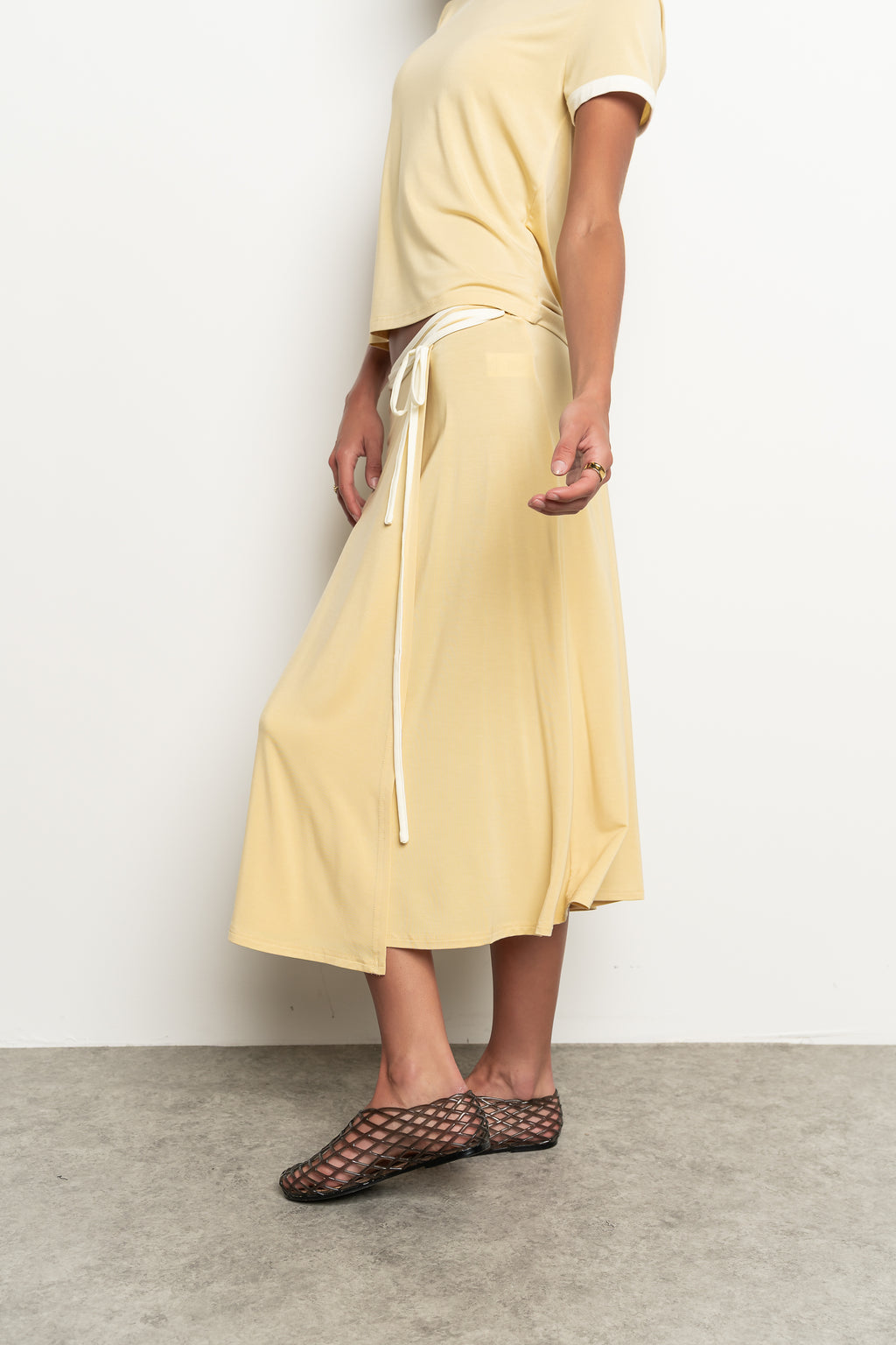 Belle Contrast Wrap Midi Skirt