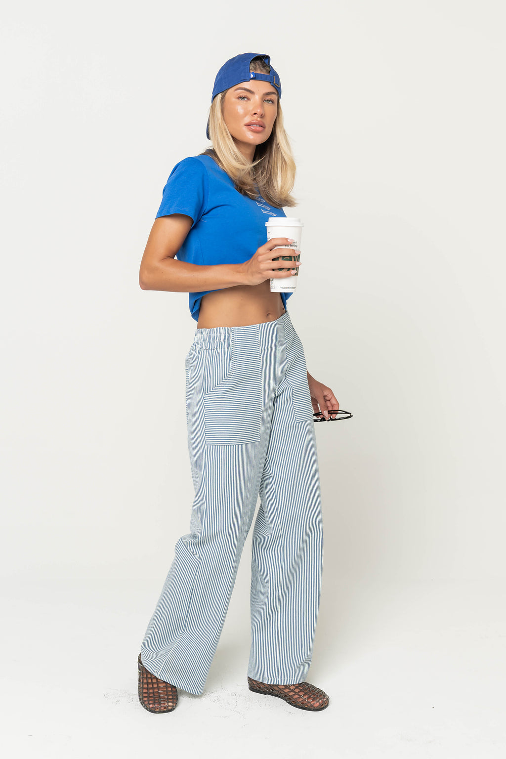 Ashley Embroidered Fish Baby Tee in Blue