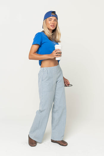 Ashley Embroidered Fish Baby Tee in Blue