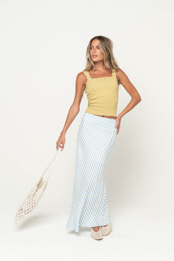 Connie Striped Maxi Skirt in Light Blue