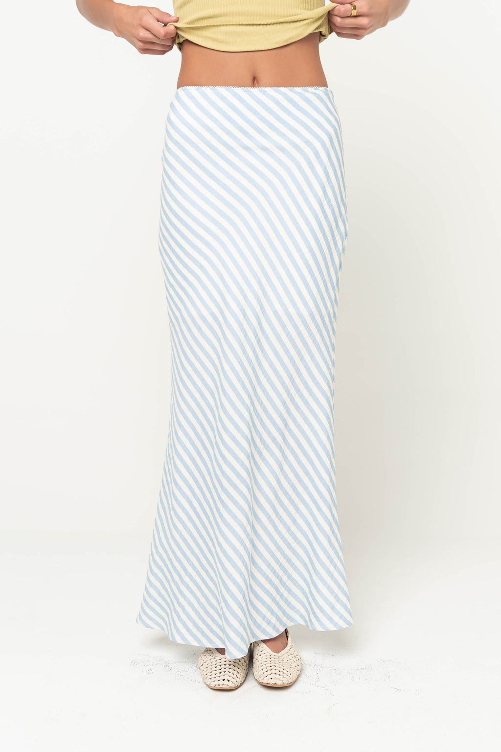 Connie Striped Maxi Skirt in Light Blue