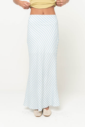 Connie Striped Maxi Skirt in Light Blue