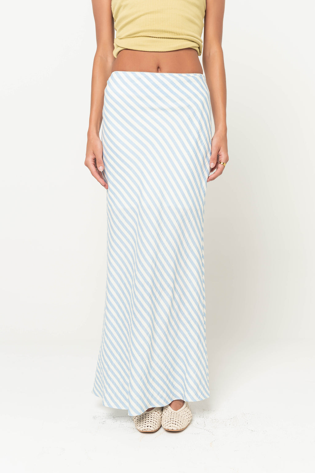 Connie Striped Maxi Skirt in Light Blue