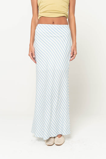 Connie Striped Maxi Skirt in Light Blue