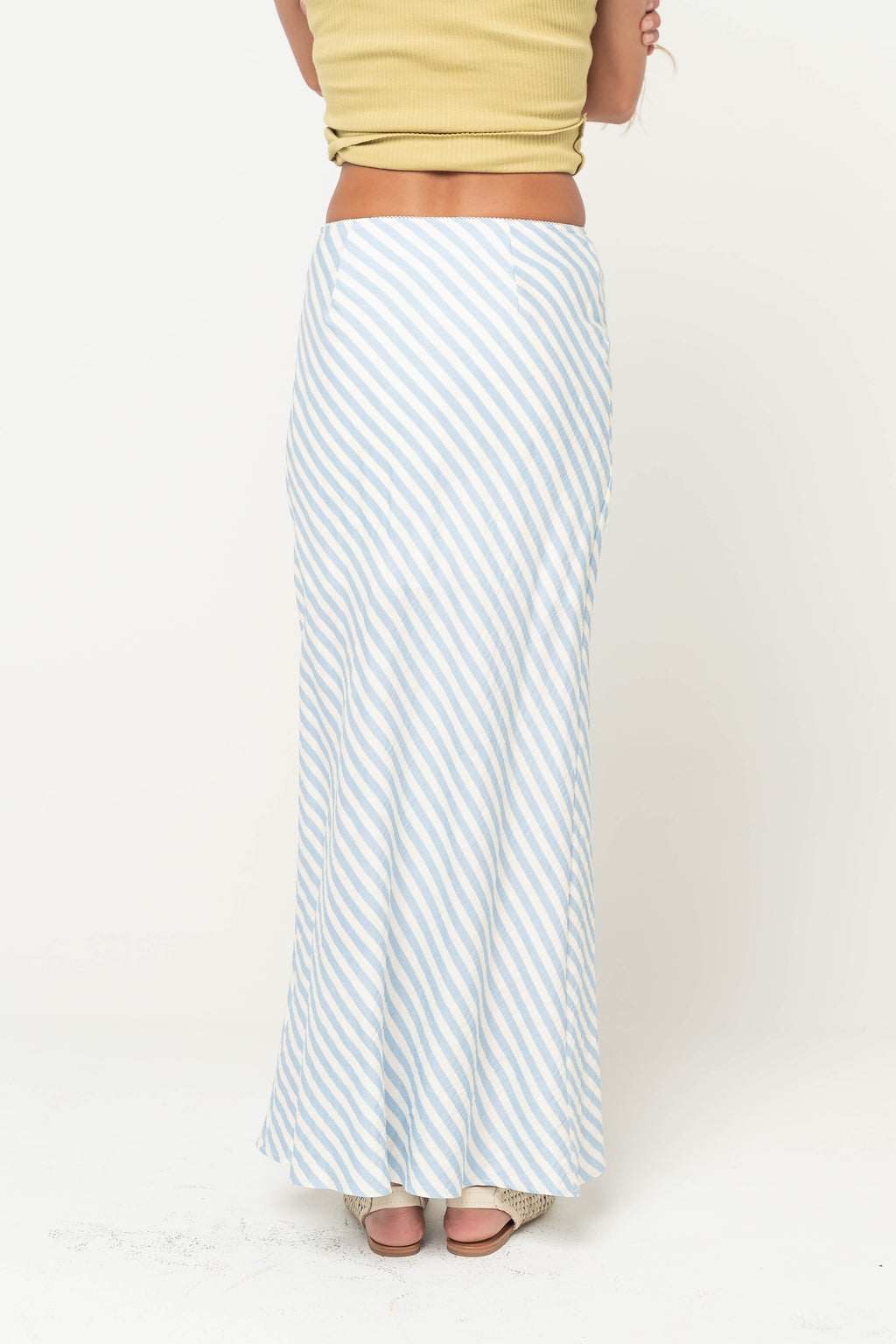 Connie Striped Maxi Skirt in Light Blue