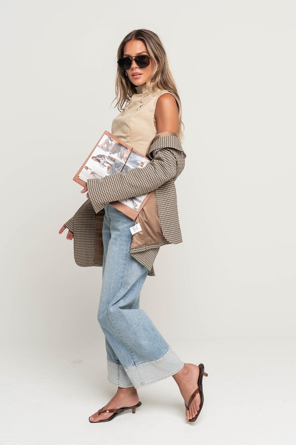 Kaia Mock Neck Tank in Tan