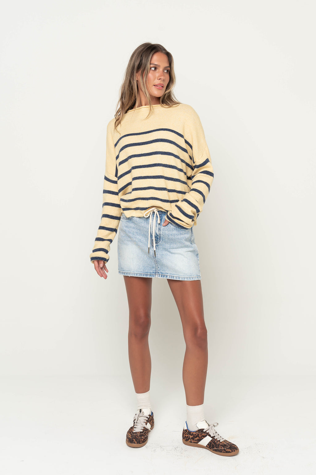 Jamie Tie Denim Mini Skirt
