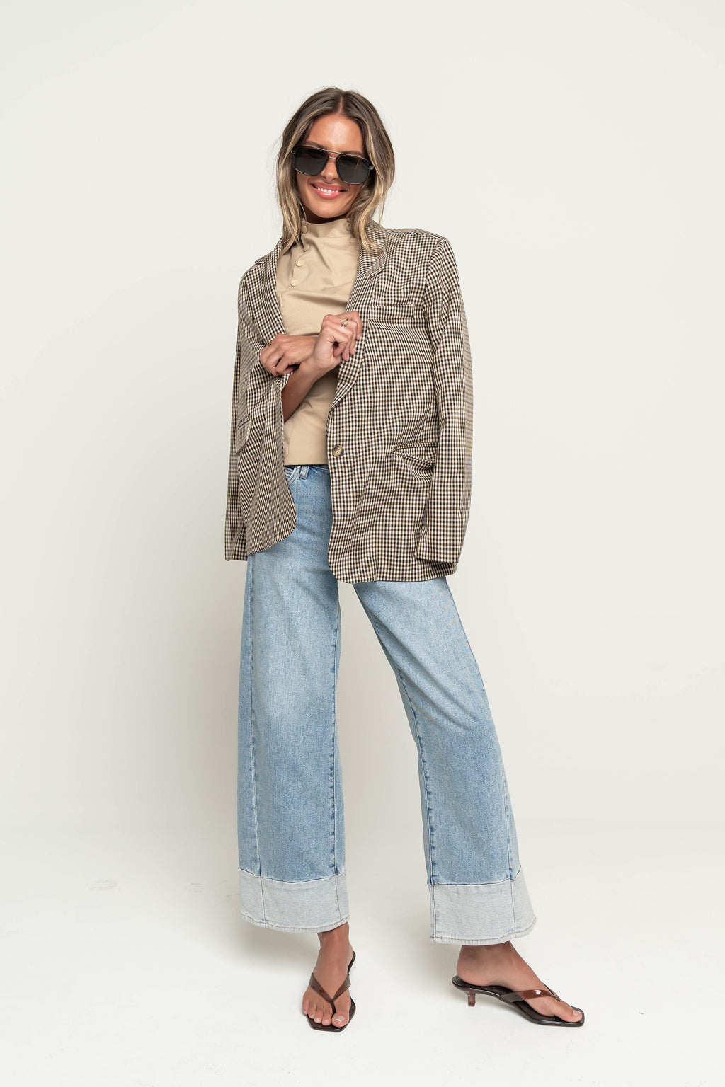 Sariah Contrast Baggy Wide Leg Jeans