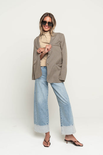 Sariah Contrast Baggy Wide Leg Jeans