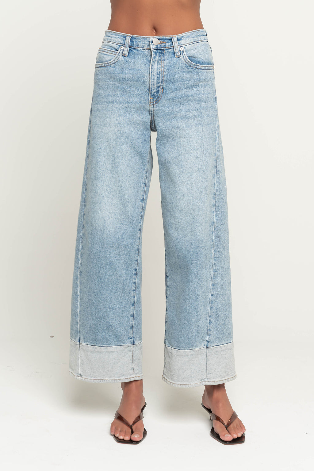 Sariah Contrast Baggy Wide Leg Jeans