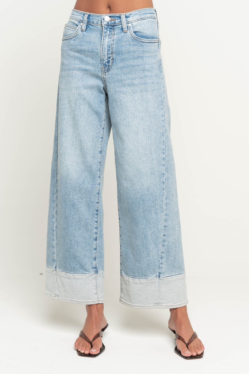 Sariah Contrast Baggy Wide Leg Jeans