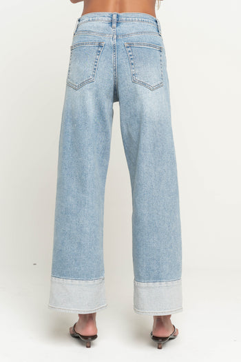 Sariah Contrast Baggy Wide Leg Jeans