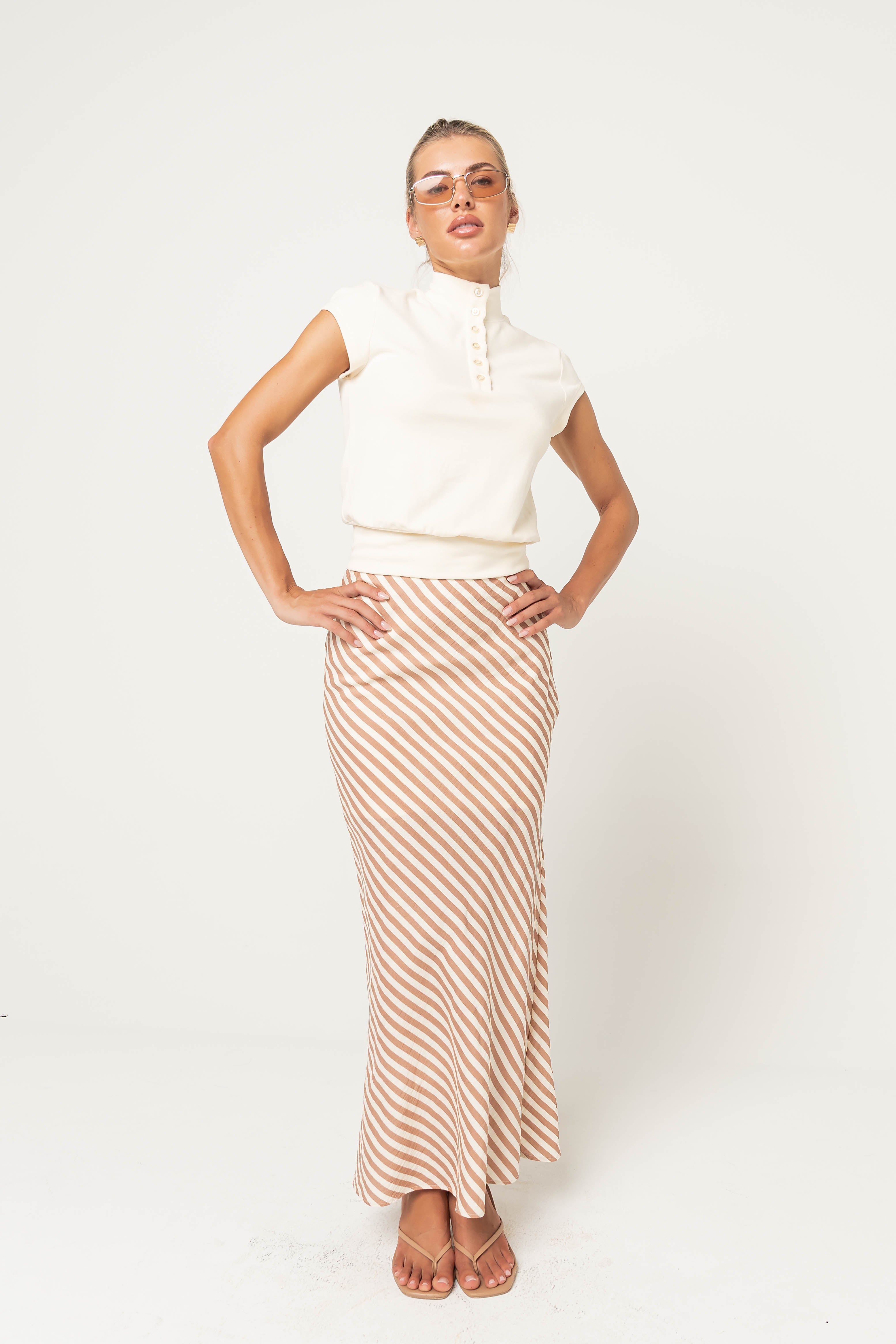 Miriam Mock Neck Top in Ivory