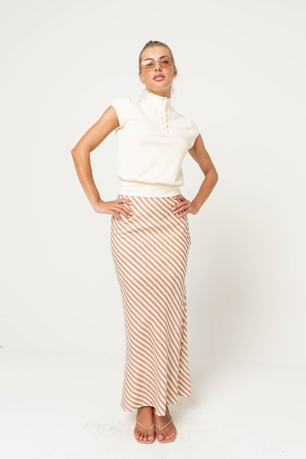 Miriam Mock Neck Top in Ivory