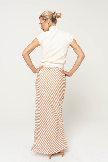 Connie Striped Maxi Skirt in Mocha