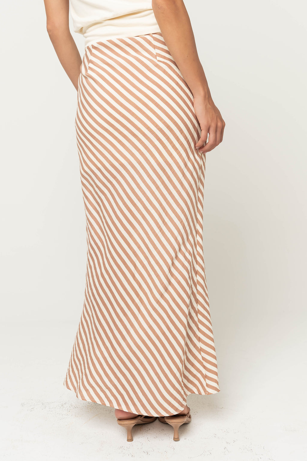 Connie Striped Maxi Skirt in Mocha