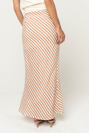 Connie Striped Maxi Skirt in Mocha