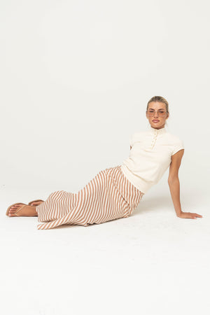 Connie Striped Maxi Skirt in Mocha