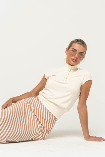 Miriam Mock Neck Top in Ivory