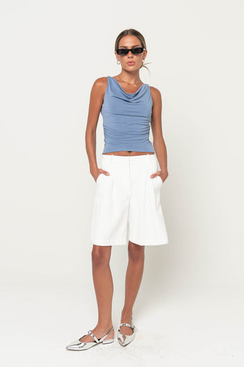 Asa Ruched Tank Top in Light Blue