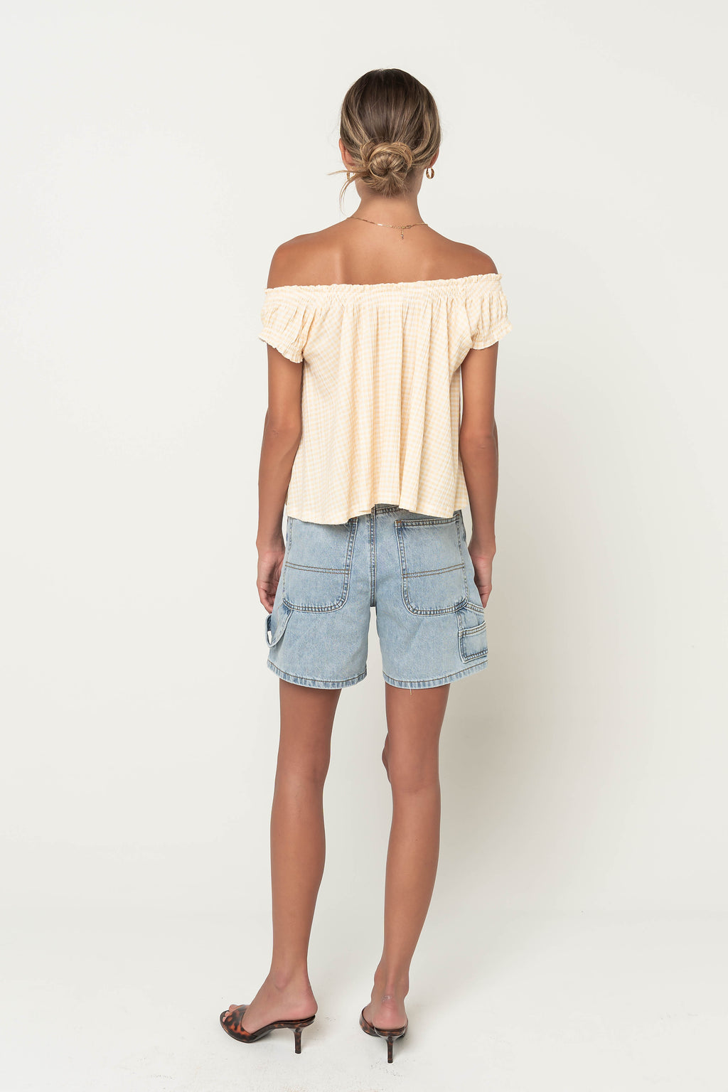 Livy Gingham Oversized Top in Yellow