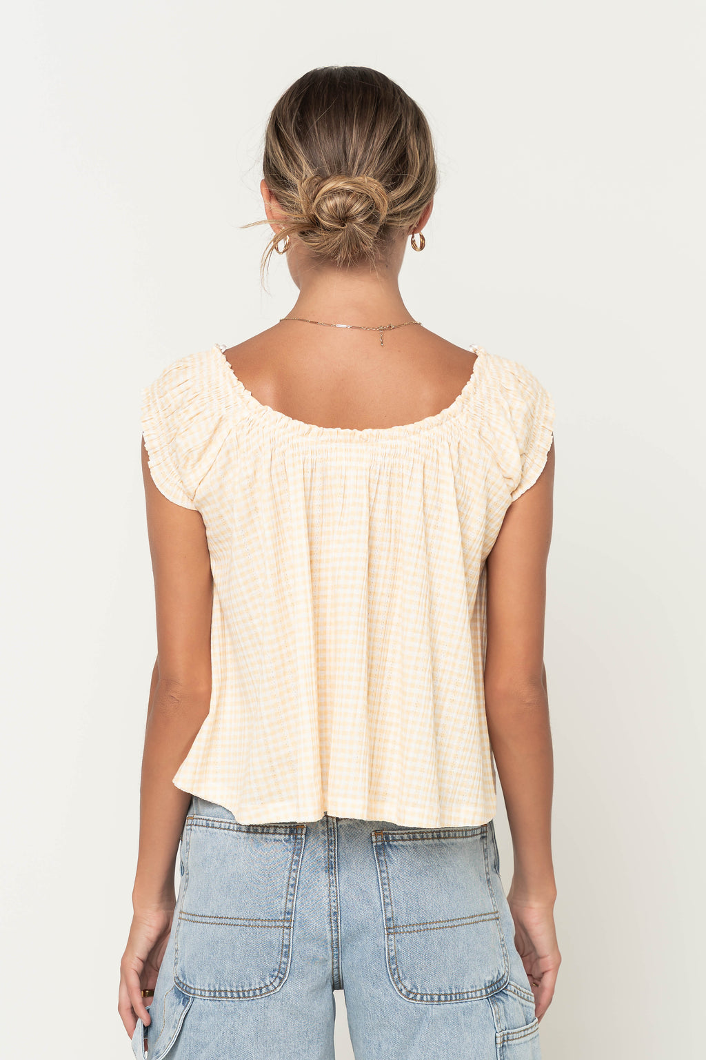Livy Gingham Oversized Top in Yellow
