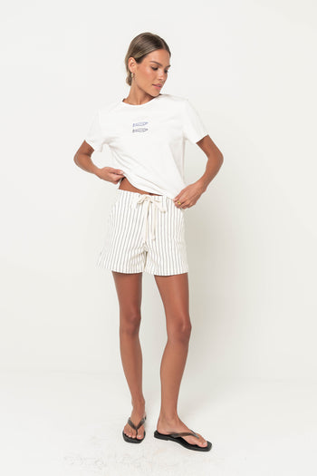 Ashley Embroidered Fish Baby Tee in White