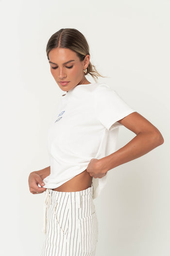 Ashley Embroidered Fish Baby Tee in White