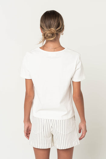 Ashley Embroidered Fish Baby Tee in White