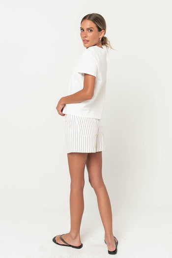 Ashley Embroidered Fish Baby Tee in White