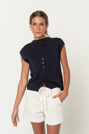 Cambria Sleeveless Cardigan in Navy
