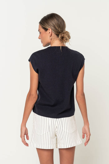 Cambria Sleeveless Cardigan in Navy