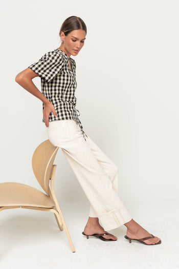 Callie Gingham Blouse in Black