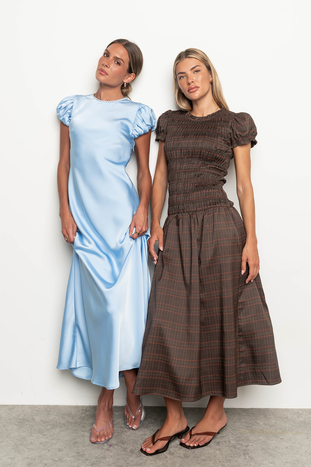 Opal Gingham Maxi Dress in Dark Brown