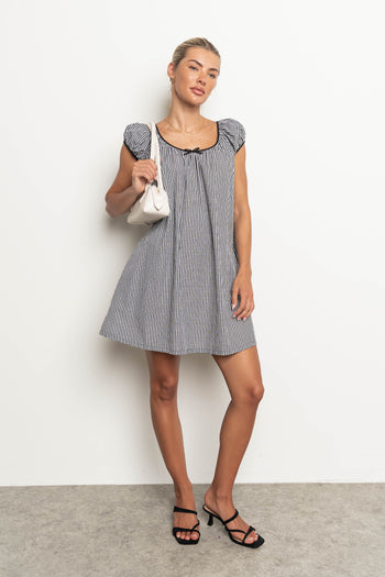 Kanyon Gingham Mini Dress in Black