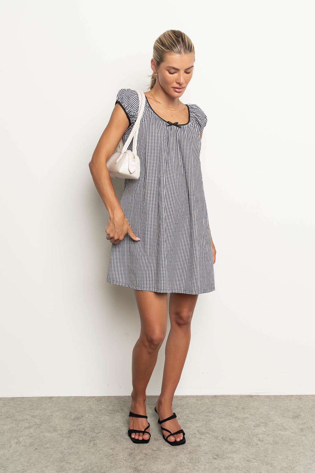 Kanyon Gingham Mini Dress in Black