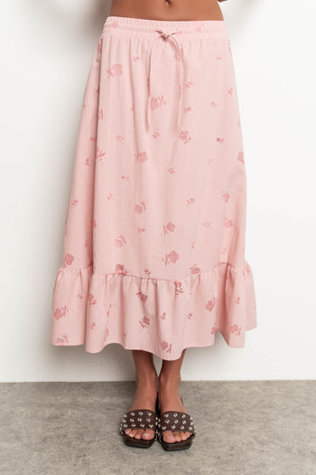 Karrie Gingham Midi Skirt in Salmon