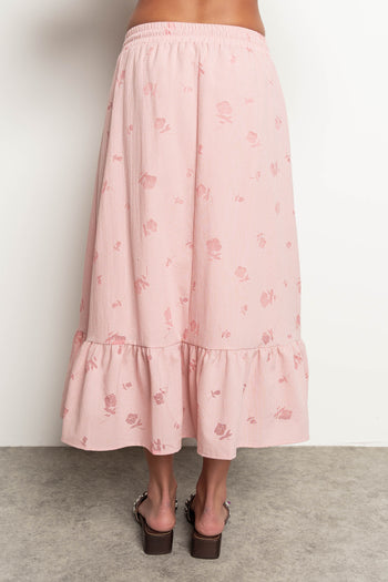 Karrie Gingham Midi Skirt in Salmon