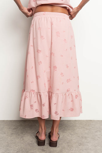 Karrie Gingham Midi Skirt in Salmon