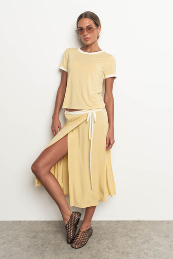 Belle Contrast Wrap Midi Skirt