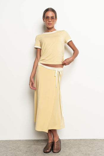 Belle Contrast Wrap Midi Skirt