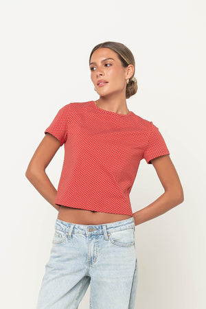 Millie Polka Dot Tee in Red