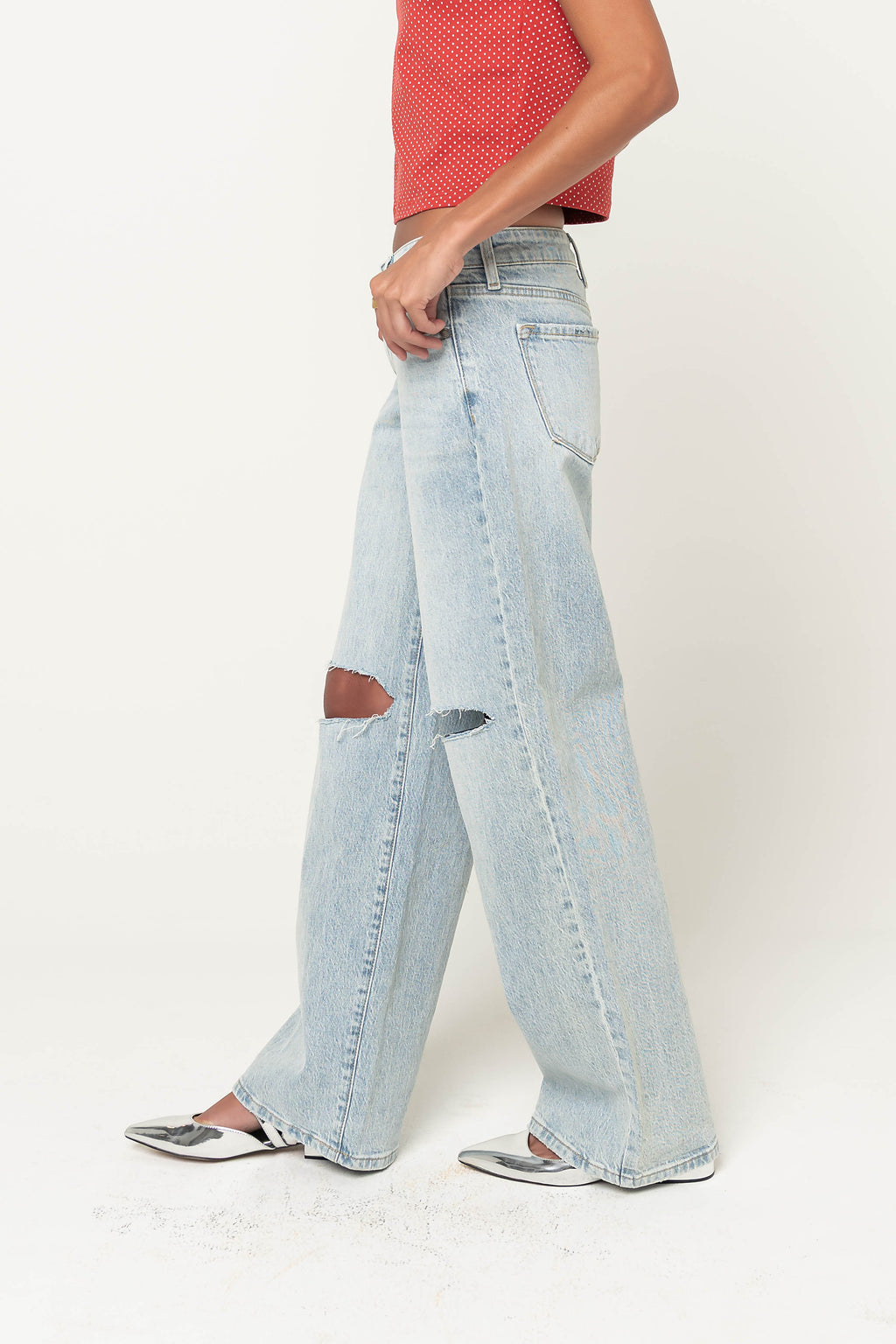 Martha Mid Rise Distressed Wide Leg Jeans