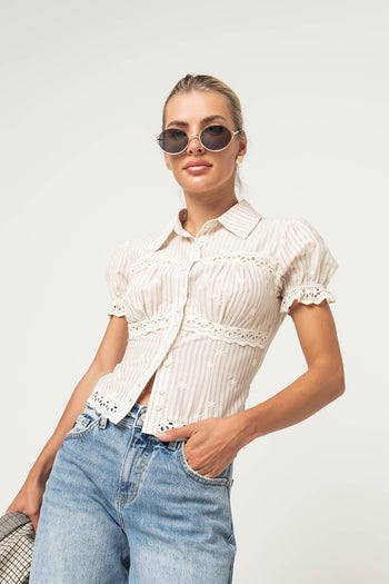 Danni Striped Collared Top