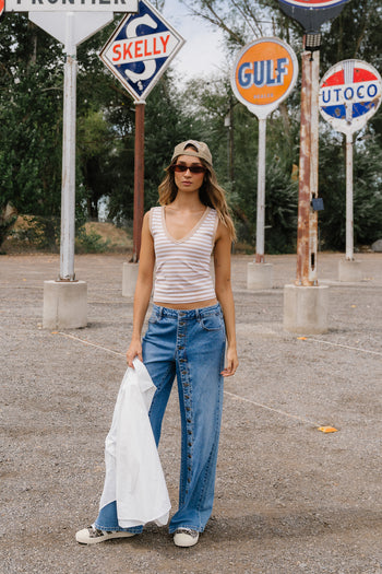 Kylen Striped Tank Top in Tan