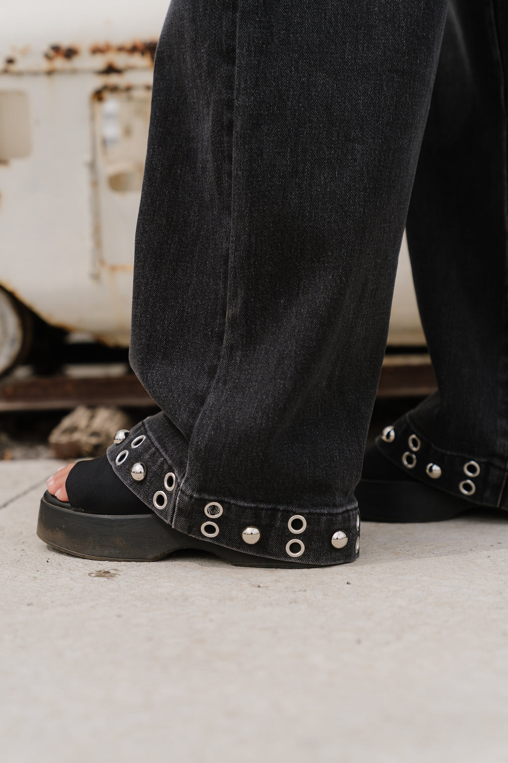 Delora Studded Wide Leg Jeans