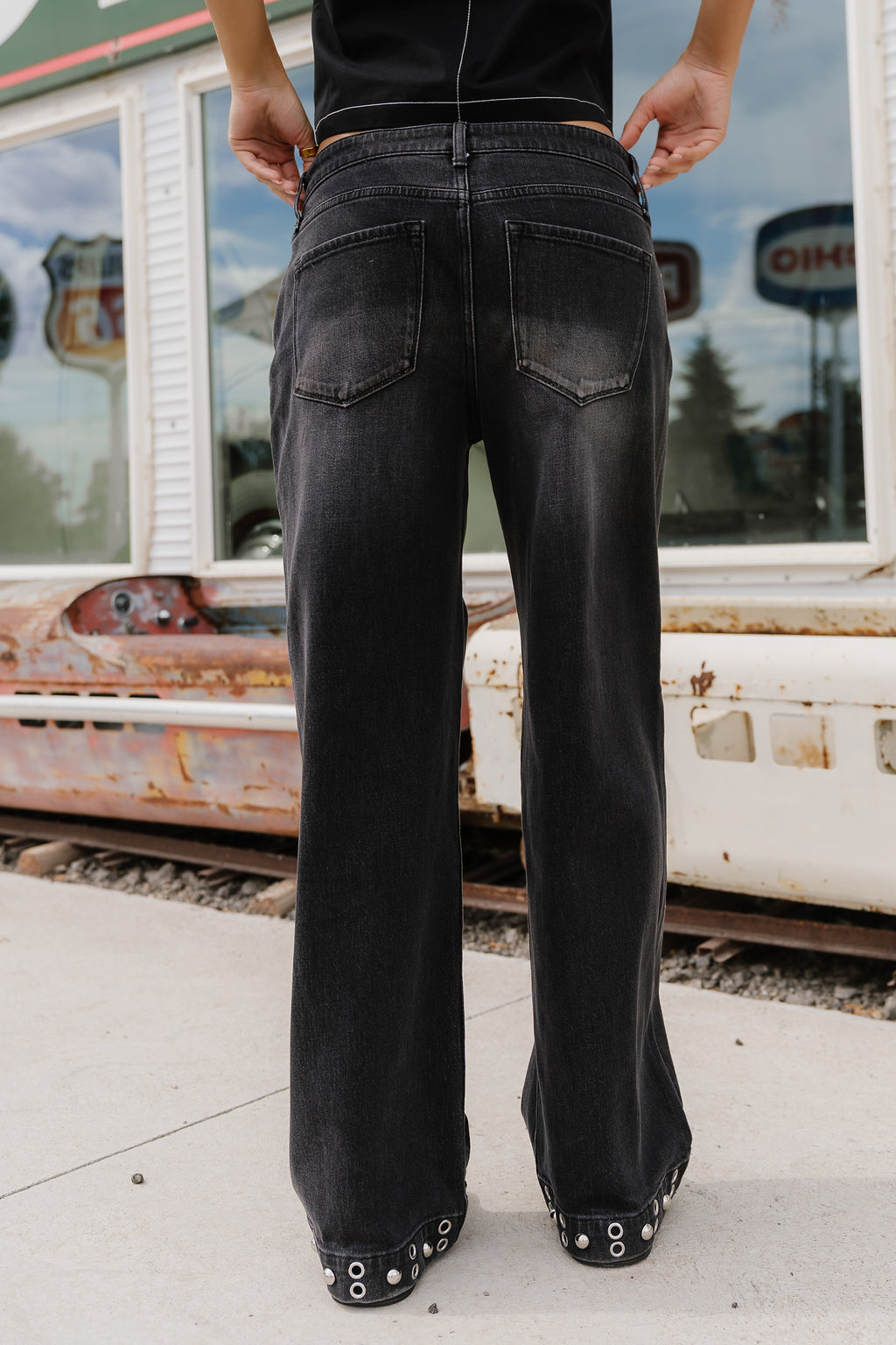 Delora Studded Wide Leg Jeans